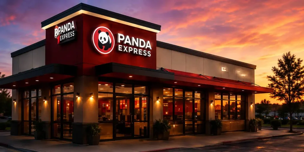 Panda Express Menu Entree 2 Panda Express restaurant exterior at sunset with modern building design and illuminated storefront